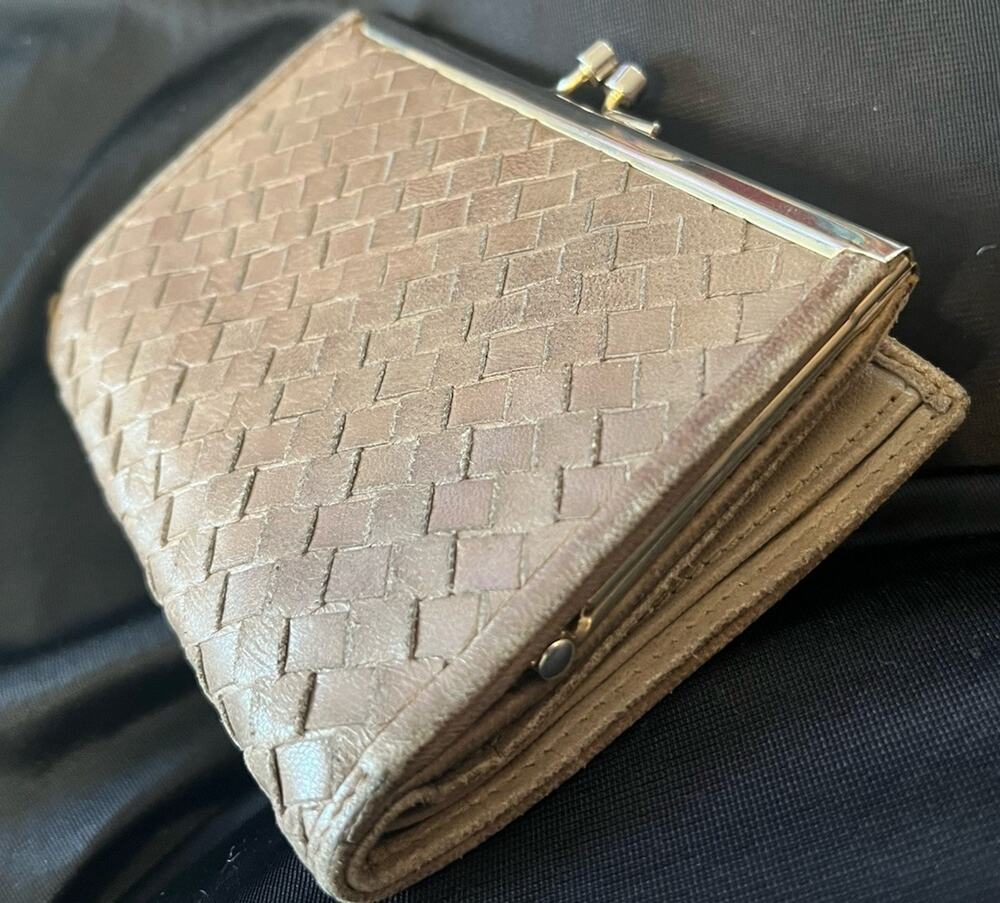 VTG Neiman Marcus Soft Weave Leather Wallet Clutch Purse Trifold Made In Canada